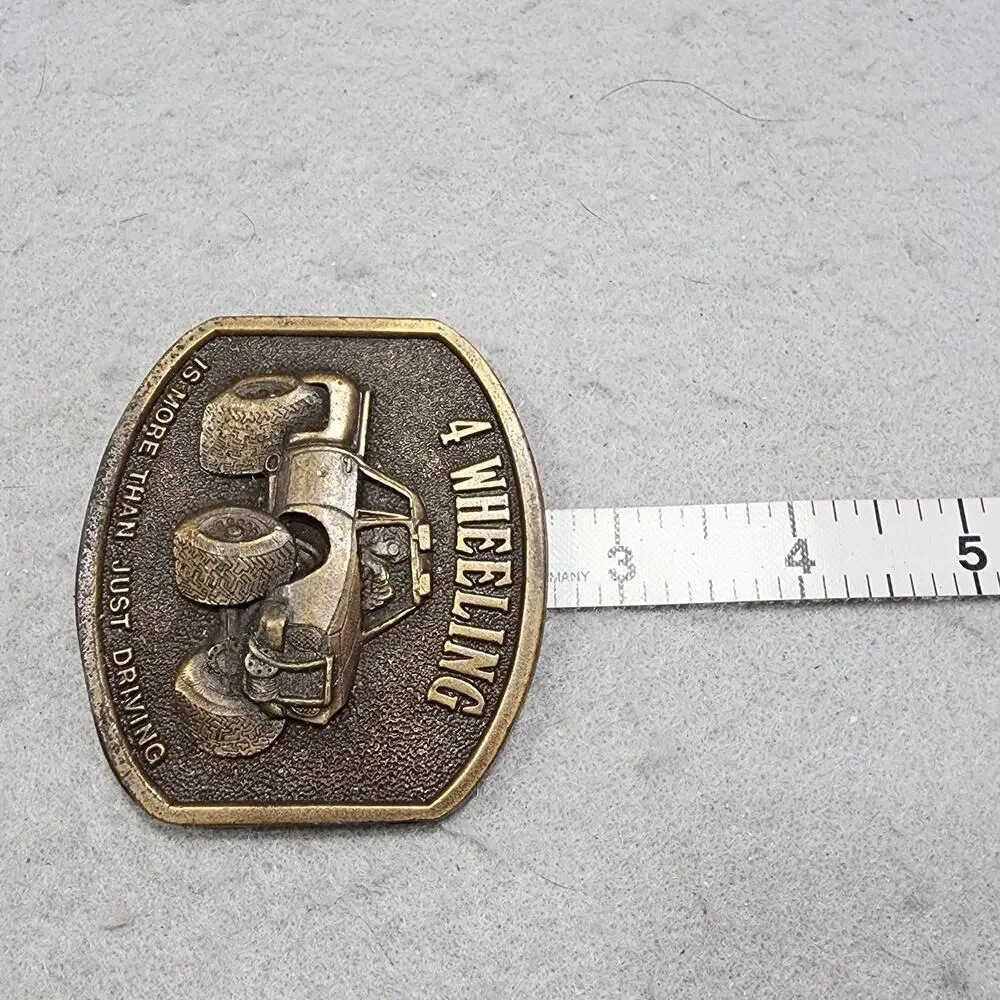 4 Wheeling Is More Than Just Driving Belt Buckle Bergamot Brass Works Vtg 1976